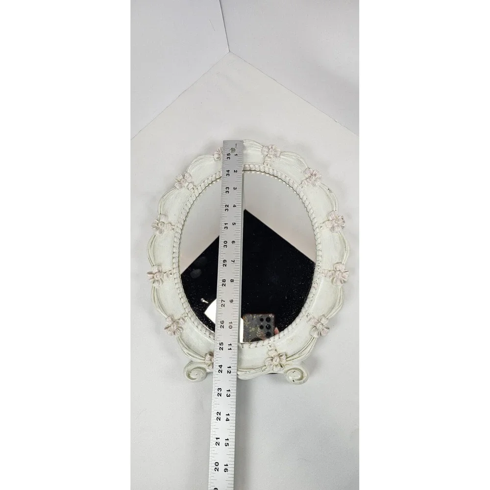 Vintage Syroco Oval Wall Mirror White Floral Shabby‎ Chic Cottage Decor USA 1943